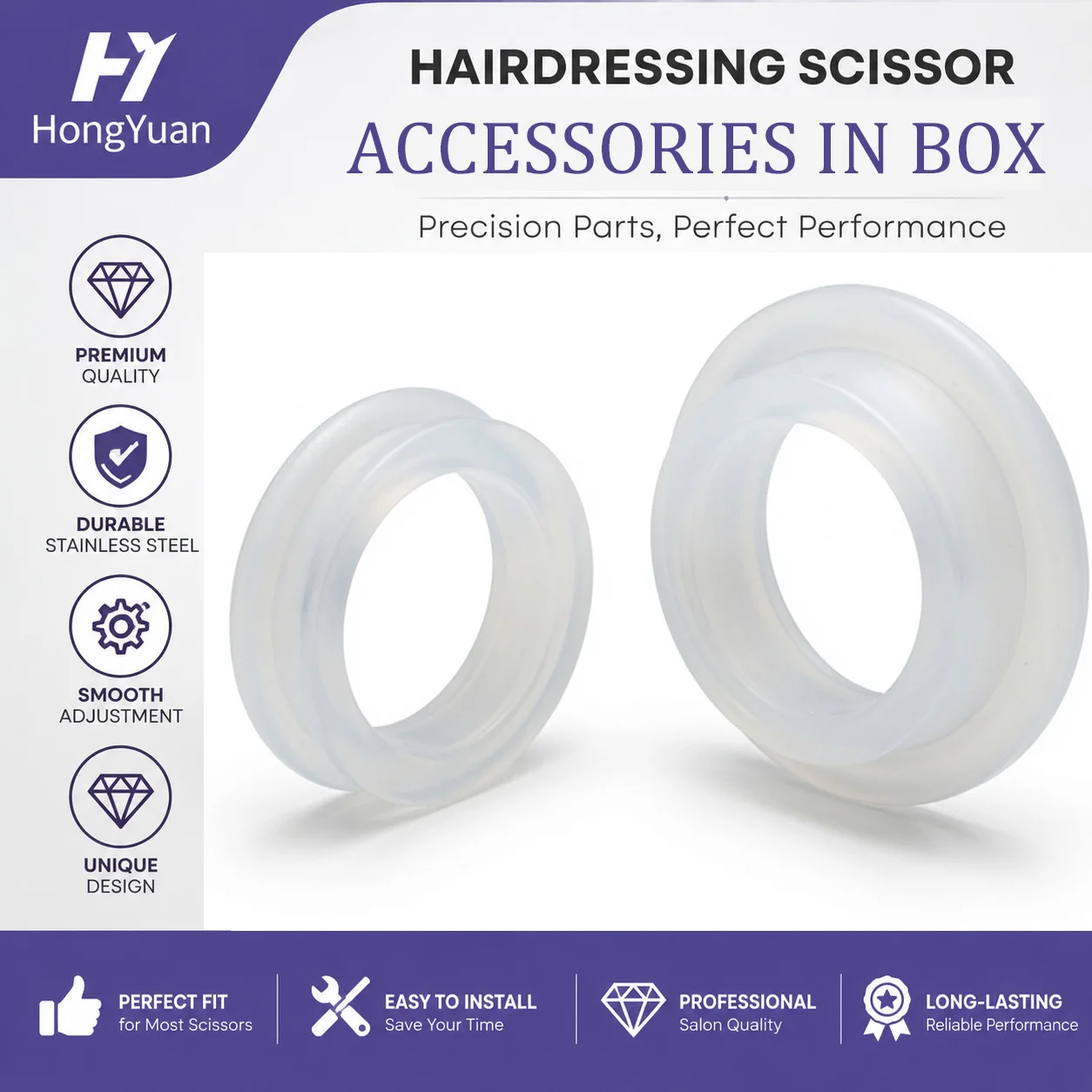 HONGYUAN Silicone A-Type Finger Rings 72Pcs Mix Colors Hairdressing Scissors Accessories Haircut Styling Tools