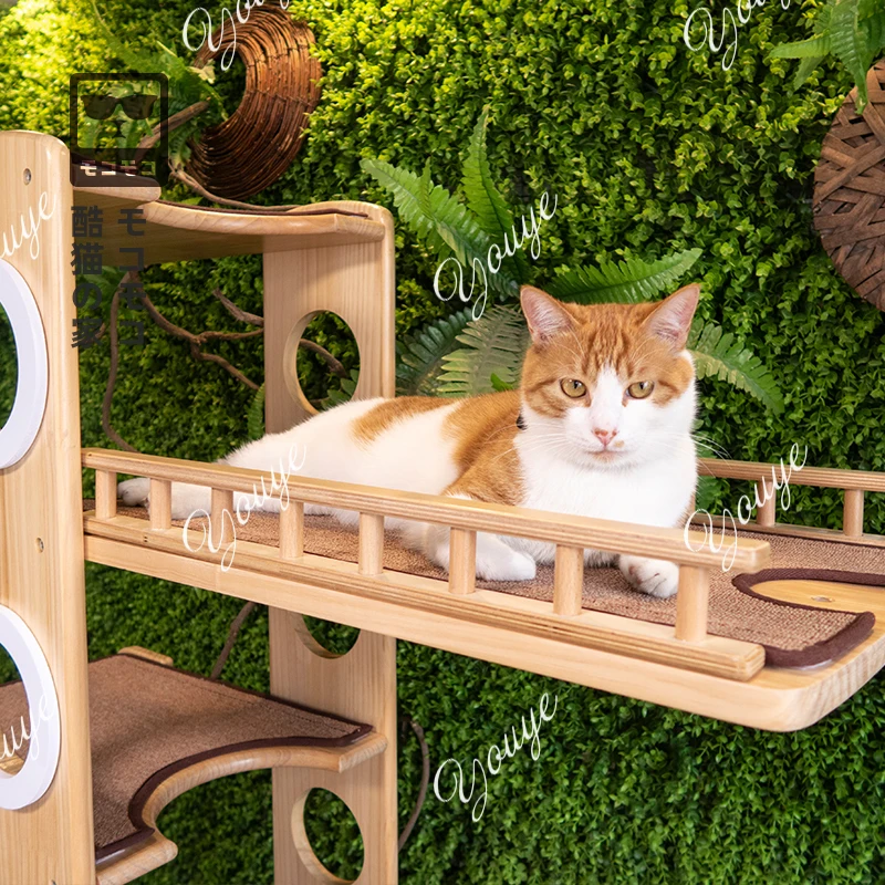Cat climbing frame large cat nest Tongtian column cat tower combination widened scratching board villa