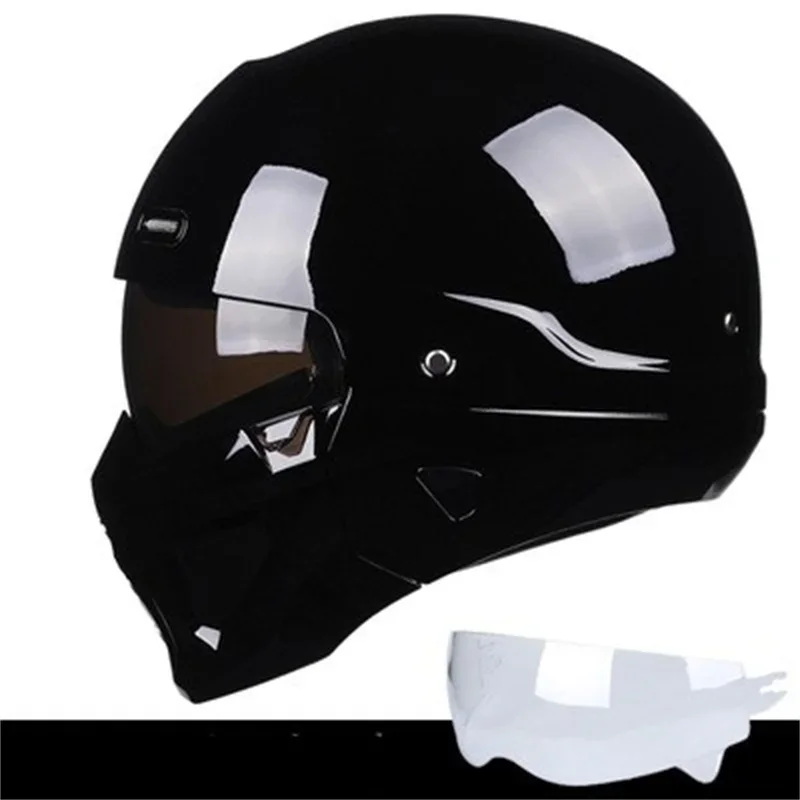 Samurai Black Scorpion Helmet Retro Detachable For Motorcycle Bike Open Helmet Fashion Full Face Matte Black Four Seasons Helmet