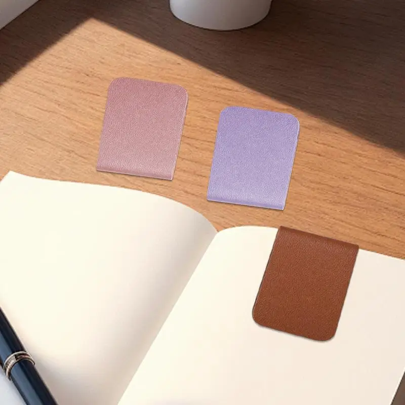 

PU Leather Magnetic Bookmark Clip Page Marker Wallet Account Statement Clip Decorative Page Markers Reading Accessories