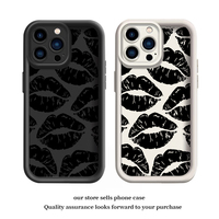 Luxury New Black Lips Phone Case For Vivo Y100 Y93 Y91 Y81 Y78 Y77 Y75 Y67 Y50 Y36 Y22S Y17 Y19 Y29 Y02S Y03 Y15 Y16 Y20 Cover