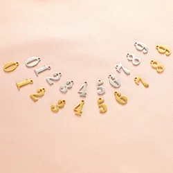 10pcs/Lot Stainless Steel Mirror Polished Number Charms From 0-9 Pendants For DIY Making Necklace Bracelet Accessories