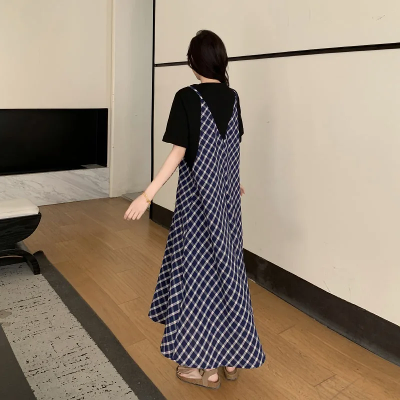 Zomer Jurken Voor 2024 Plus Size Satijn Patchwork Dot Print Dame Vestidos Vakantie Stijl T-shirt Jurk Vrouwelijke Kleding KE 7754