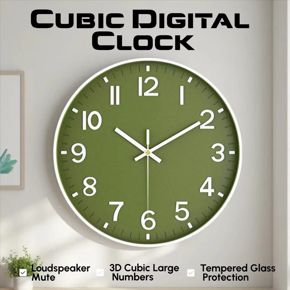 3D Number Wall Clock Silent Quartz Movement Tempered Glass Minimalist Decor Analog Clock for Living Room Bedroom Kitchen Office
