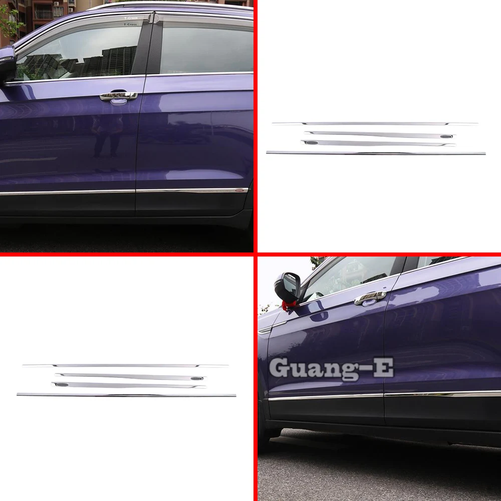 

For Volkswagen VW T-cross Tcross 2019 2020 2021 2022 2023 Body Side Door Trim Strip Molding Stream Panel Bumper Lamp Frame 4PCs