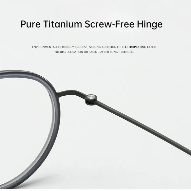 Denmark Brand Pure Titanium Small Round Frame Acetate Circle Rim Retro Glasses Eyewear Men Myopia Screwless Eyeglasses Frame