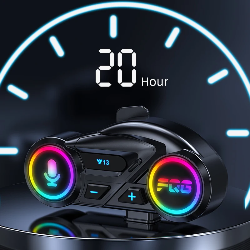 Helmet Bluetooth Headset Fm Waterproof Noise Reduction Ultra-Long Battery Life Rgb Light Bluetooth 6.0 Chip Motorcycle Headset 5