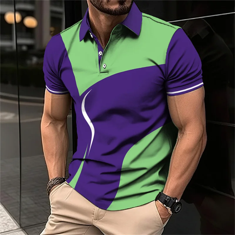 New Summer Hip Hop Street Personalized Men's Polo Shirt Fashionable Business Leisure Trendy Clothing Breathable Polo Collar Top