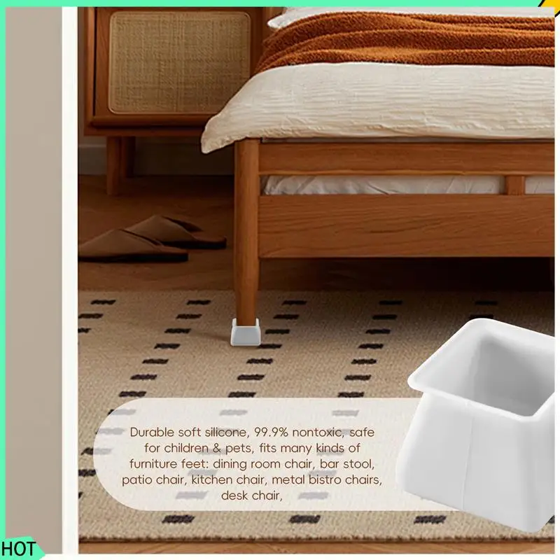 

AWAH 16Pcs Chair Leg Caps Silicone Floor Protector Square Furniture Table Feet Cover Anti-Slip Bottom Chair Pads