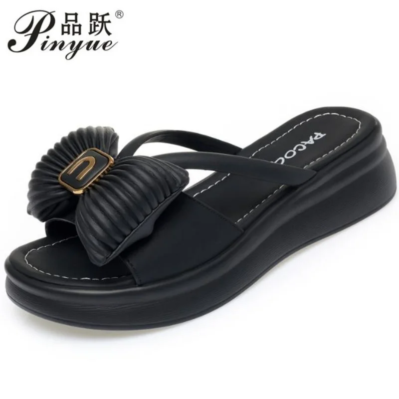 

Women Slippers New Summer Casual Shoes Versatile Thick Sole Sandals Women Outwear Bow Beach Slippers Sexy Slides 35-40