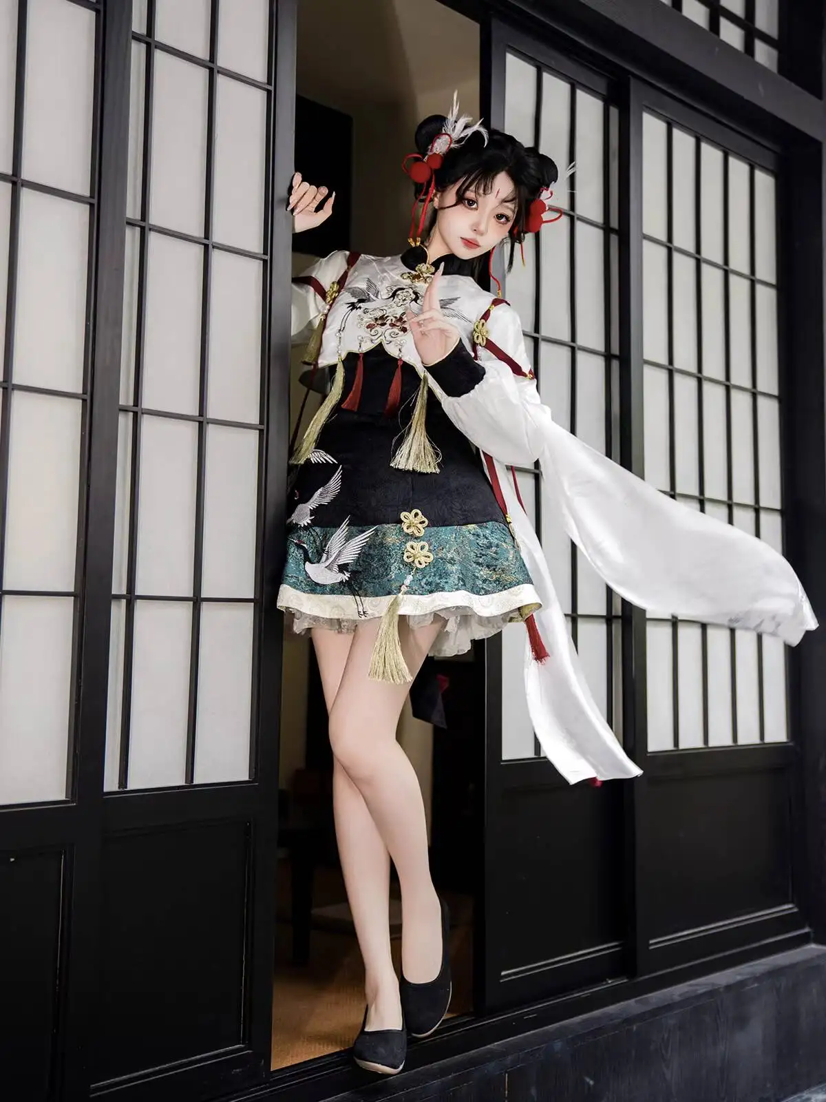 Chinese Hanfu Style Crane Immortal Chinese Style Lolita Hanfu Element New Chinese Style Jacket Dress Set For Women - view 4