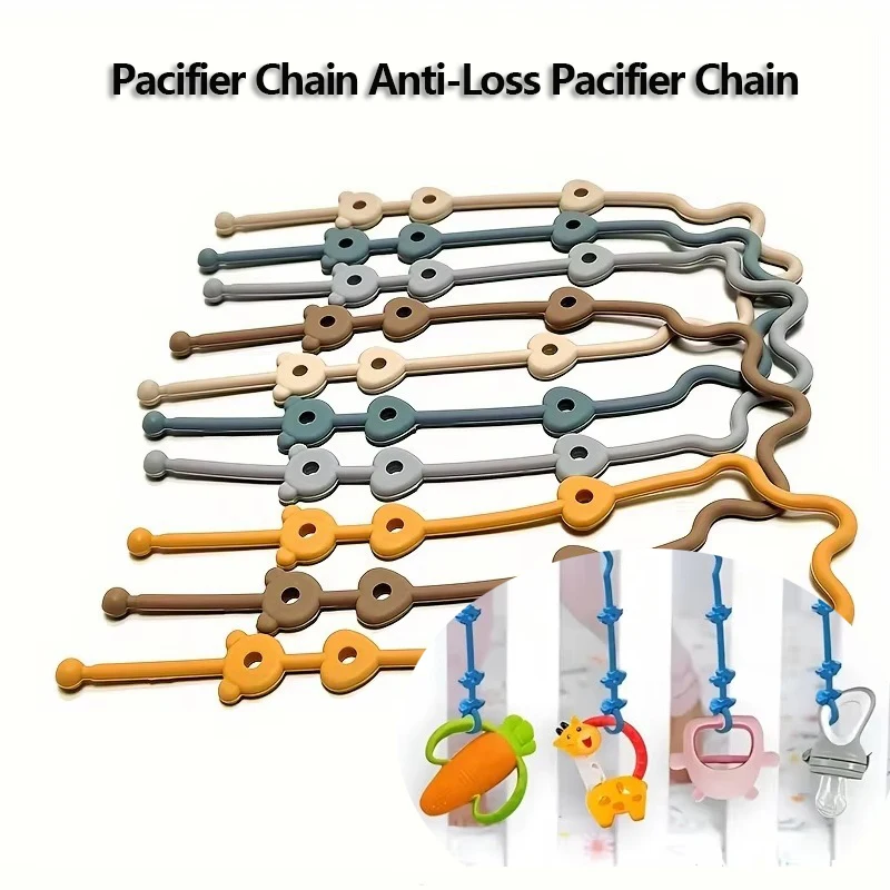 Premium Silicone Pacifier Chain Anti-Falling Elastic Rope Holiday Gift Anti-Loss Pacifier Holder for Babies