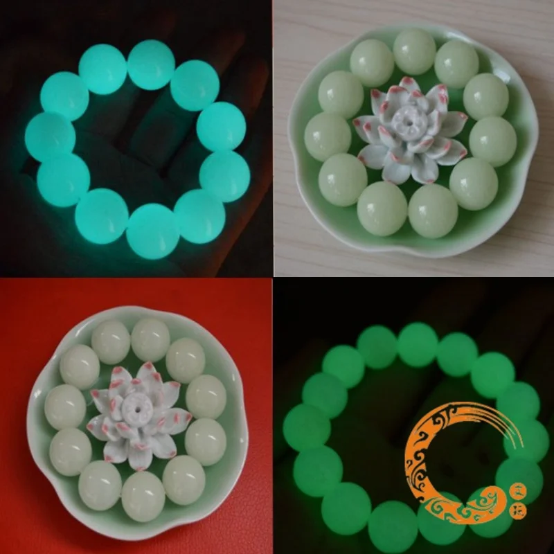

Fluorite Luminous Stone Glowing Unisex Night Pearl Bracelet Jewelry