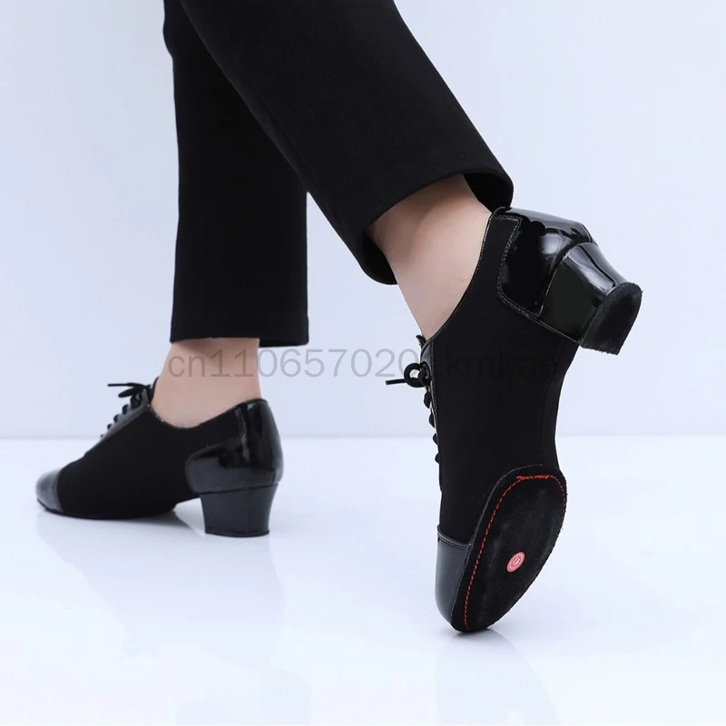 Ballroom Latin Dance Shoes Men Leather Stitching Soft Sole Sports Shoes Boys Children Adult Dancing Shoes Sneakers