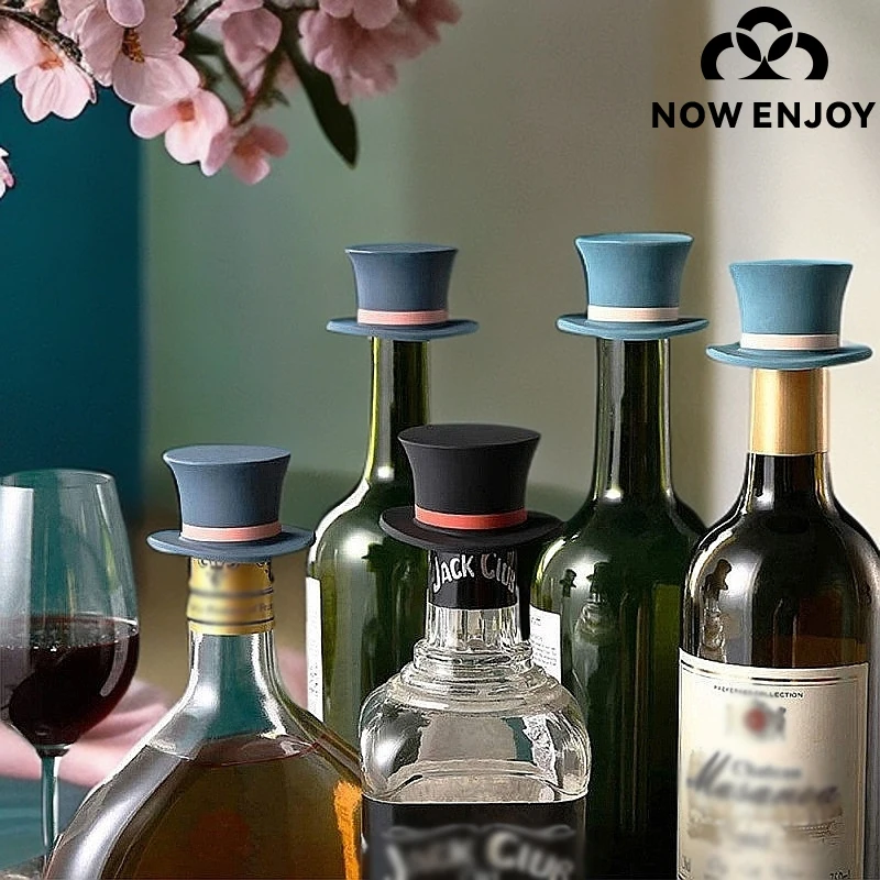 NOW ENJOY 2026 Creative Magic Hat Wine Bottle Stopper Seal Cork Cover Silicone Wine Bottle Stopper Kitchen Tools