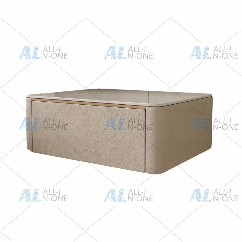 Modern Style Creative Floating Nightstand 1 Drawer Bedside Table with Sintered Stone Top