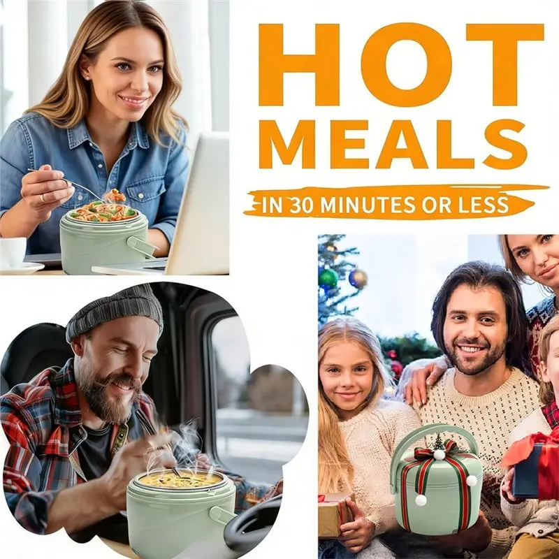 A99T US Plug 80W Electric Lunch Box, 40 Oz Portable Food Warmer Heater Spill-Free Meal Storage For Office For Work& Car Travel