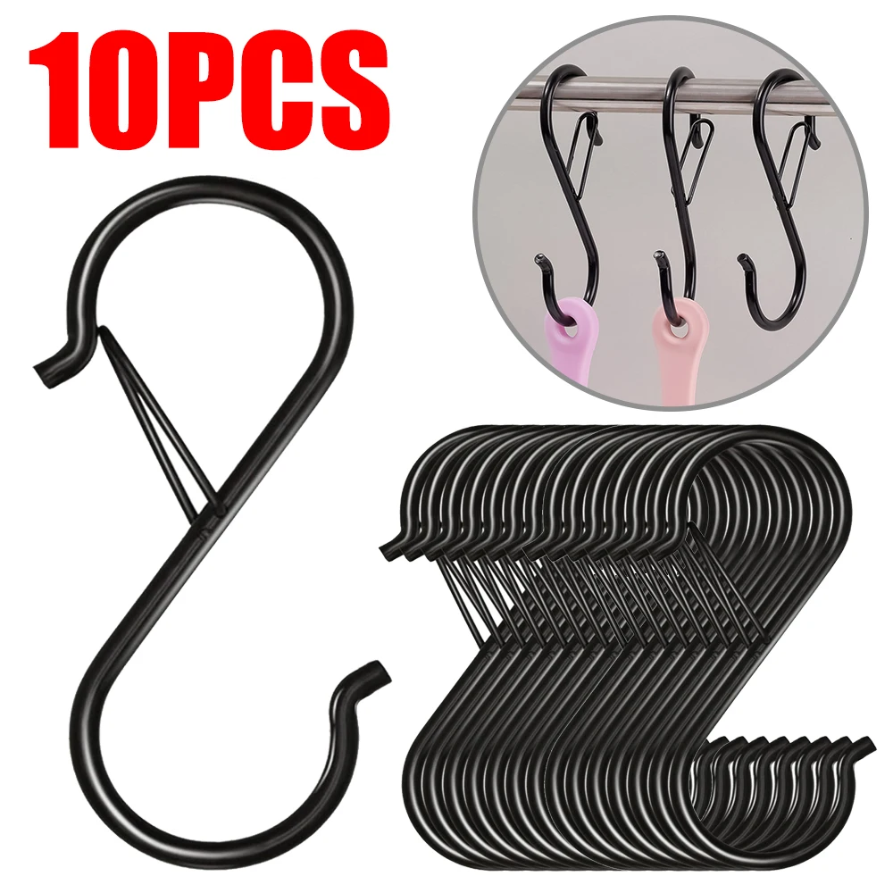 10/1pcs S-Shape Hook Metal Buckle Design Multi-function Kitchen Bedroom Garden Hanging Clasp Clothes Bags Plants Hanging Rack