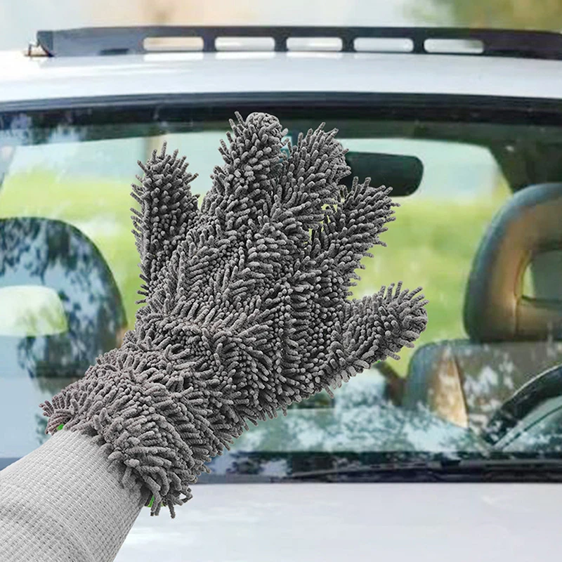 1PC Colorful Chenille Coral Velvet Car Wash Glove Thick Soft Microfiber Anti-scratch Cleaning Mitt