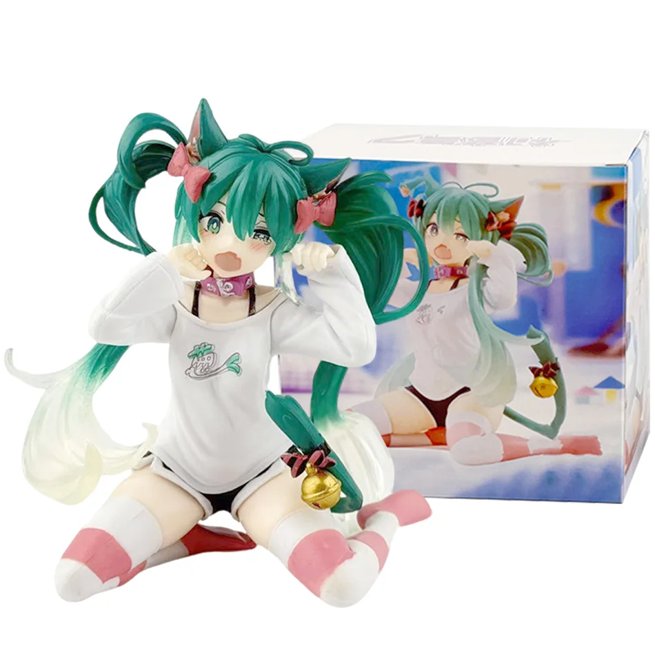 Figura de Anime Hatsune Miku, Menina Bonita, Modelo PVC com Orelhas de Gato Chuyin e Orelhas Grandes de Cão, Brinquedo Decorativo Hatsune Miku