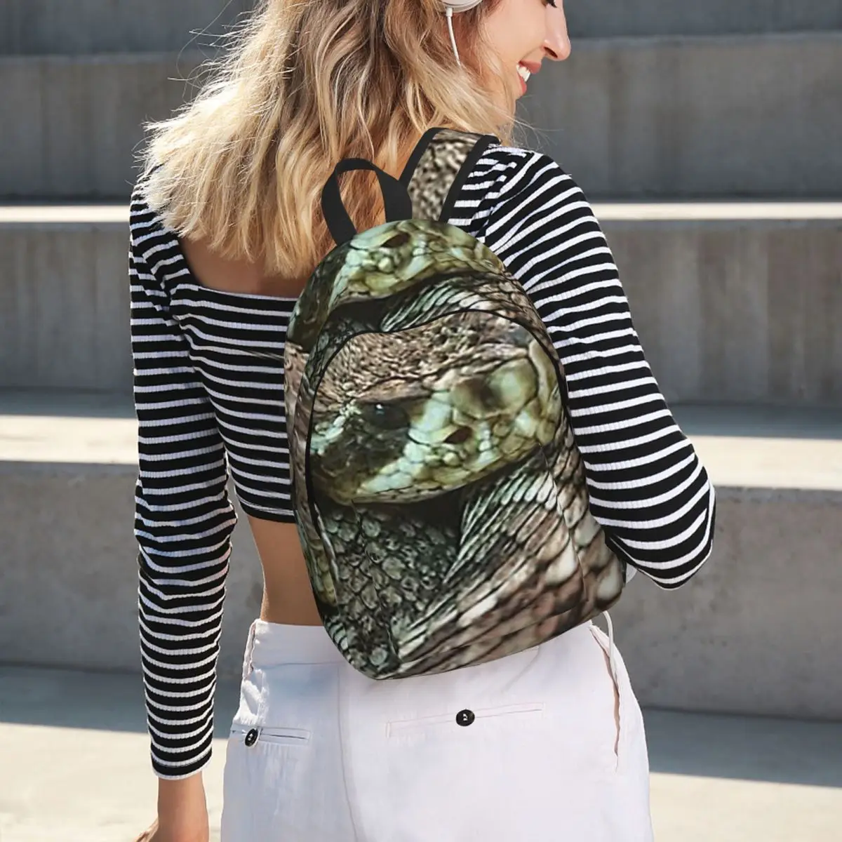Snake, Coiled Diamondback Rattlesnake Student Backpack School Bag Hiking Travel Daypack for Men Women Bookbag Shoulder Bags