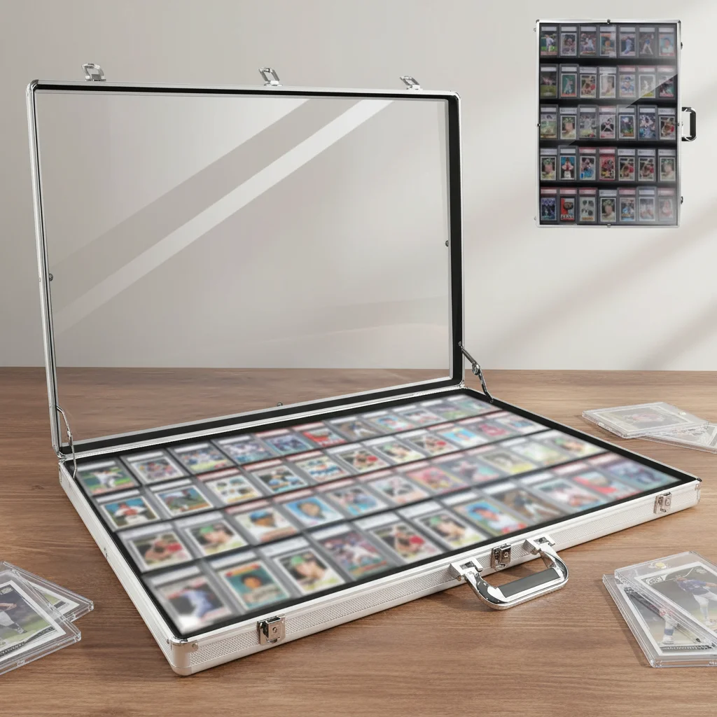 Aluminum Custom Business Card Display Case Portable Handle Trade Show Storage Box Protective Holder