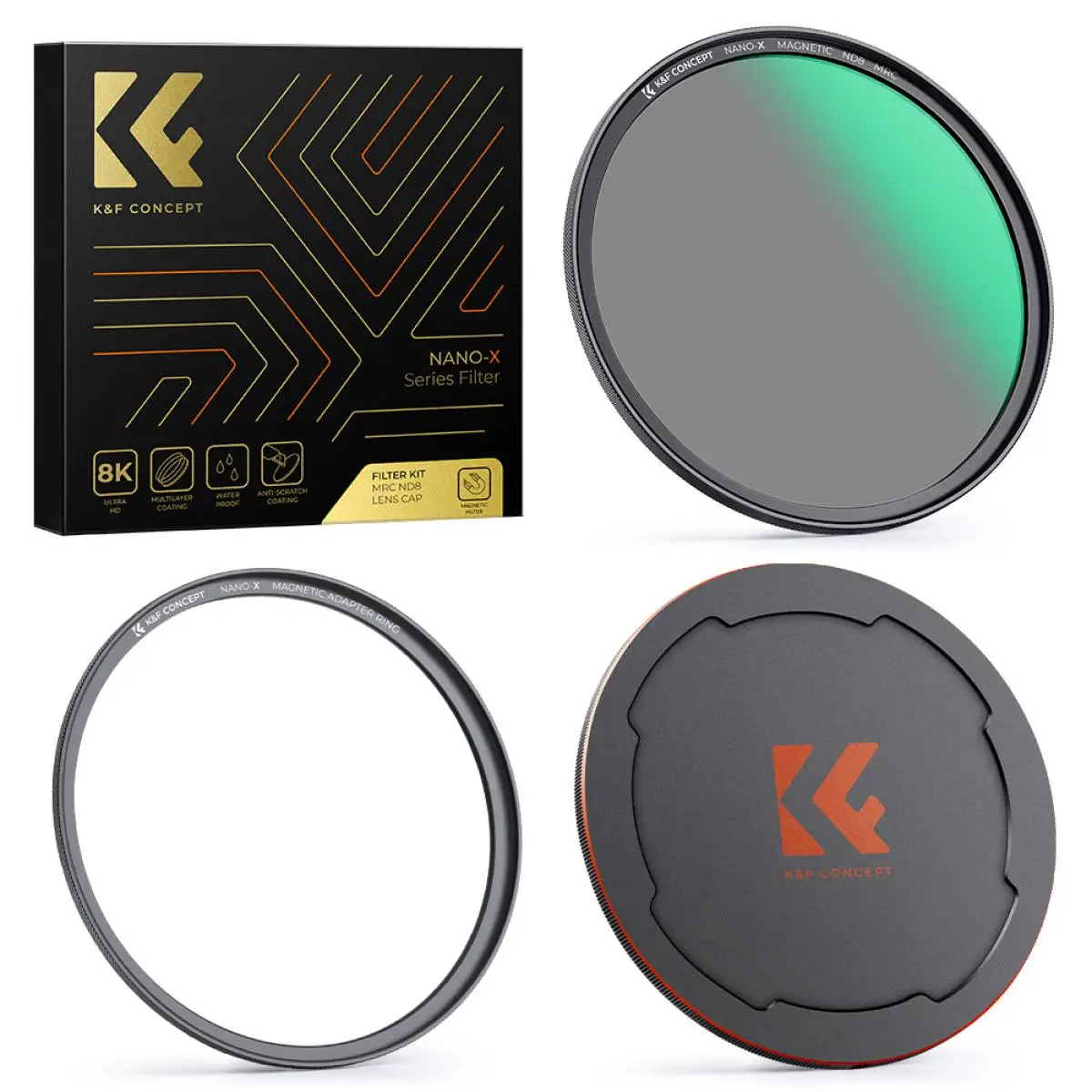 

K&F Concept Magnetic Solid ND Filter 67mm ND8 ND64 ND1000 72mm 77mm Neutral Density Filter with Cap NANO-X 49mm 52mm 55mm 58mm