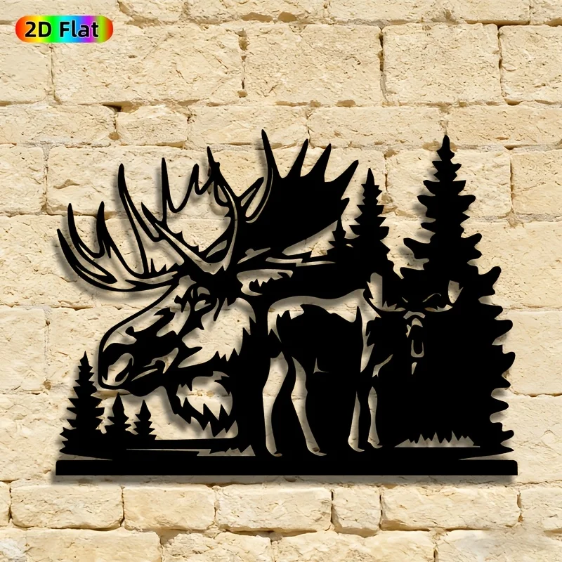 

Металлическая настенная скульптура лося (1 шт.) - Элегантная статуэтка лося, железные оленьи рога, подходят для патио.