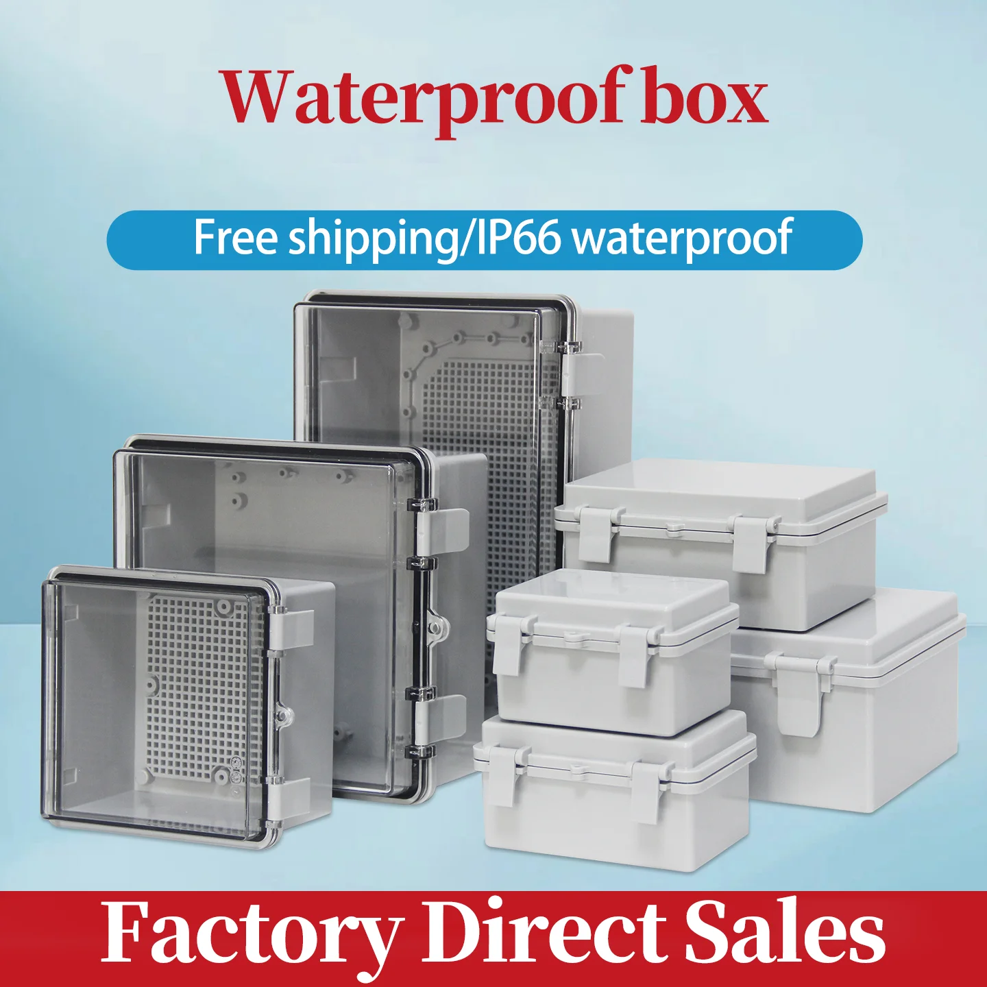 Outdoor IP66 ABS Plastic Enclosure Box Waterproof Power Junction Distribution Box for Electric Instrument Projects