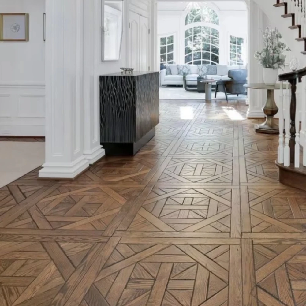Customized version white oak art parquet solid wood oak floor parquet