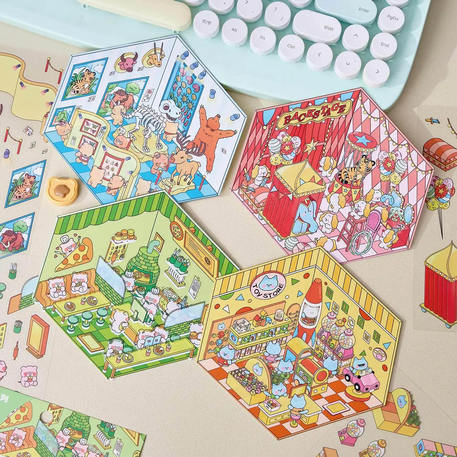 สติ๊กเกอร์ตกแต่งฉากจิ๋วแฮนด์เมด DIY สำหรับซีรีส์สวรรค์ที่ยอดเยี่ยมของสติ๊กเกอร์ภูมิทัศน์สามมิติ