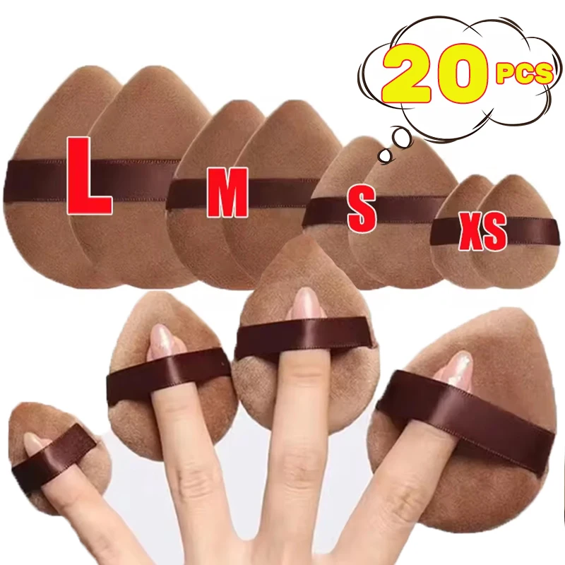 XS/S/M/L Velvet Cosmetic Powder Puff Super Soft Brown Dry Wet Use Mini Finger Puffs Professional Beauty Makeup Accessories Tools