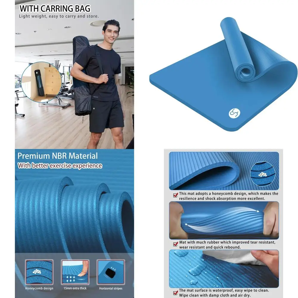 

Extra Thick 78x35 Large Yoga Mat for Men & Women with Carry Bag, Ideal for Home Gym Exercise