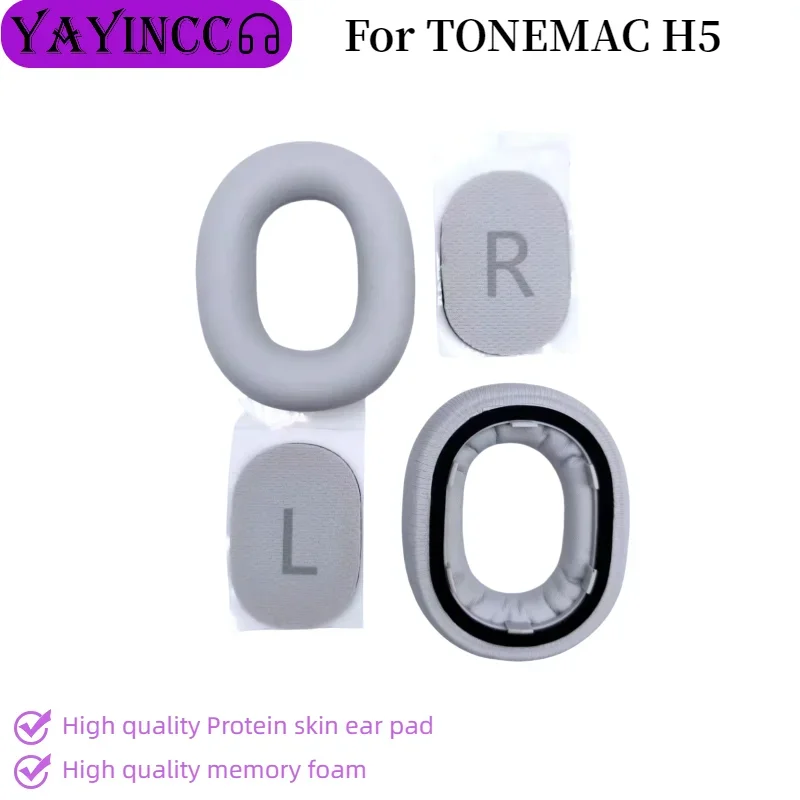 

New Arrivals Protein Leather Earpads Cushions With buckle for TONEMAC H5 Headphones, Replacement Ear Pads Headset ，