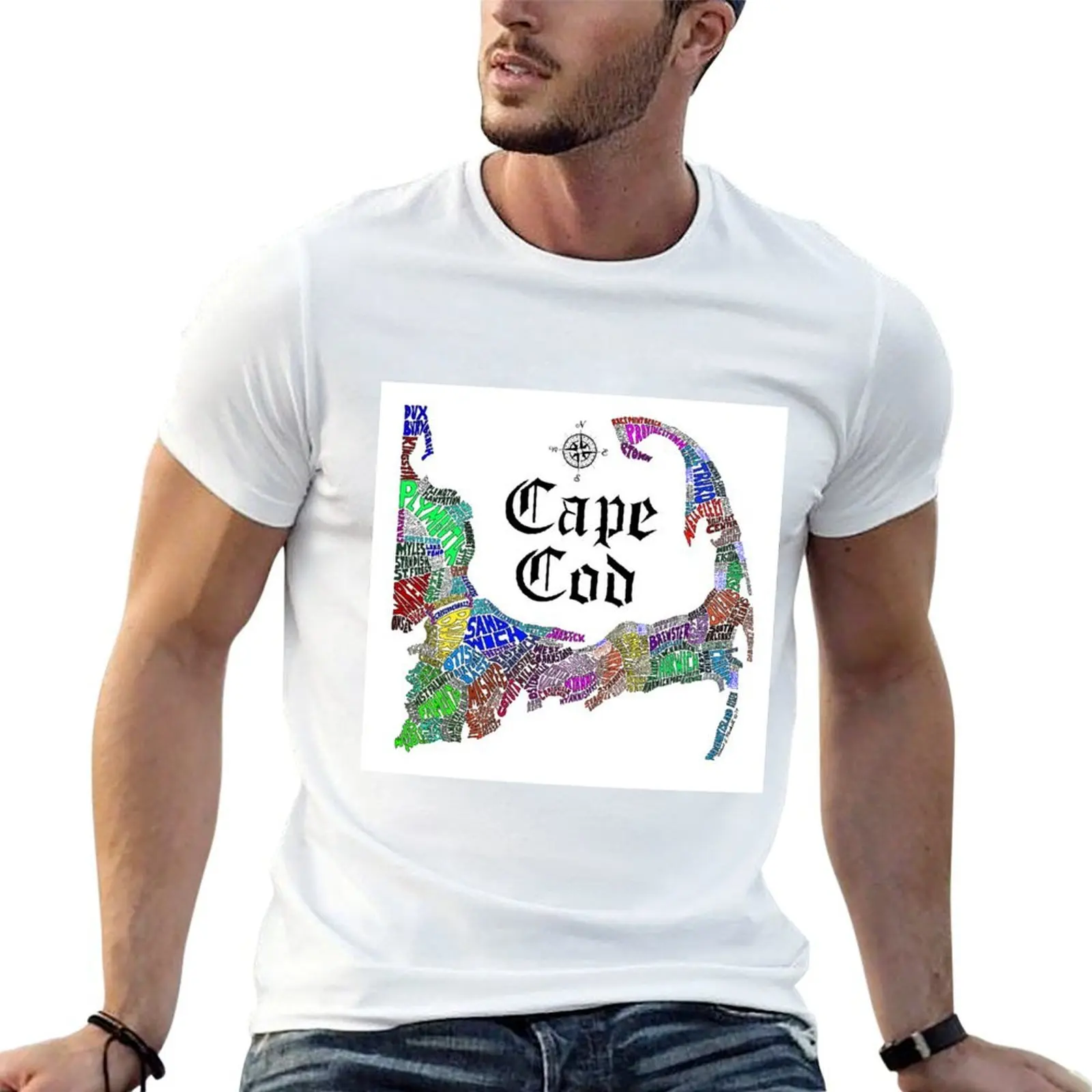 Cape Cod Map T-Shirt t shirts with prints cotton t shirts man 100% t shirts designer T-shirt