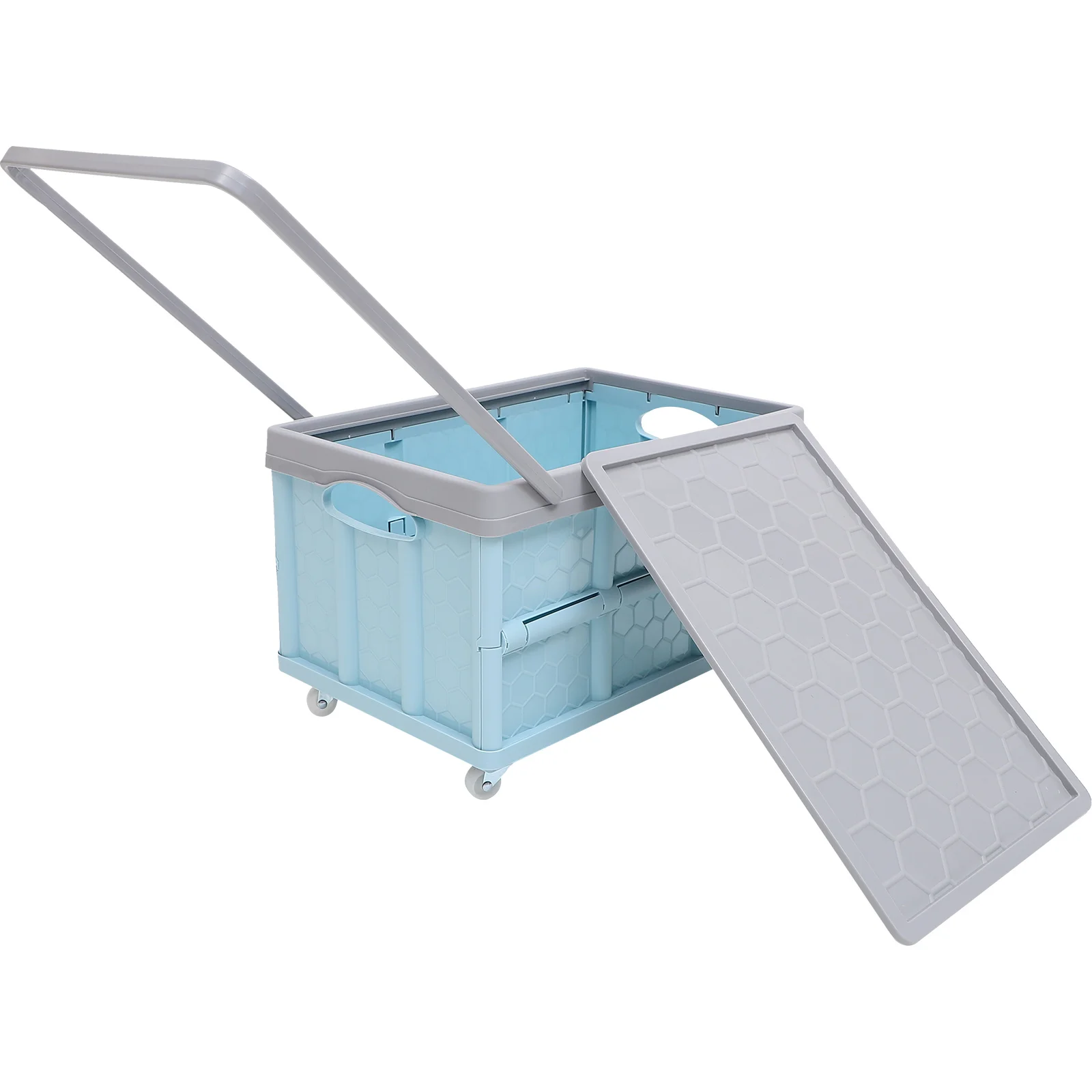 

Storage Bins with Lids Collapsible Crate Plastic Moving Boxes Truck Storagem Foldable Containers for Garage Blue Travel