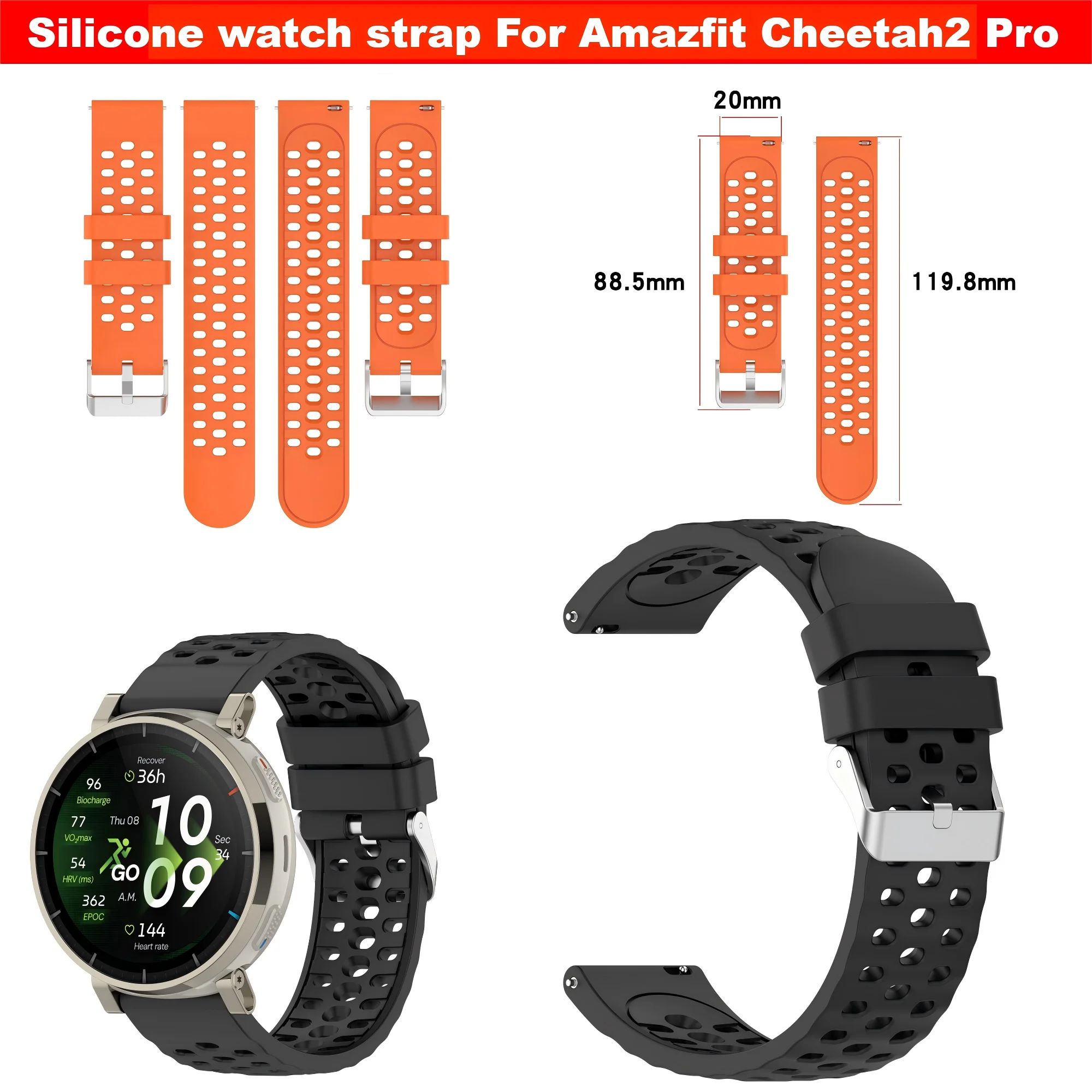 Pulseira de silicone para relógio inteligente Amazfit Cheetah2 Pro, pulseira substituível para Amazfit Cheetah 2 Pro