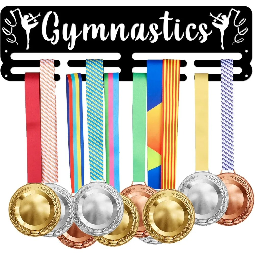 Gymnastics Medal Holder Rhythmic Gymnastics Display Hanger Rack Frame Sturdy Steel Metal Wall Mounted Hooks Medal Rack