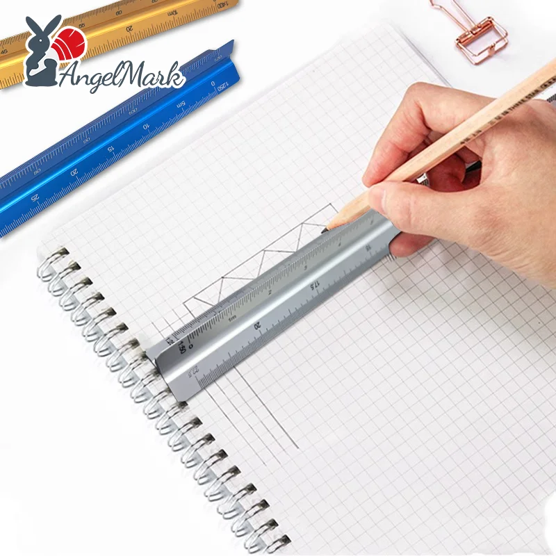 30cm Triangular Scale Ruler 1:20-1:500 Alloy/Metal/Plastic Straight Ruler Clear Architect/Engineer Accurate Technical Scale