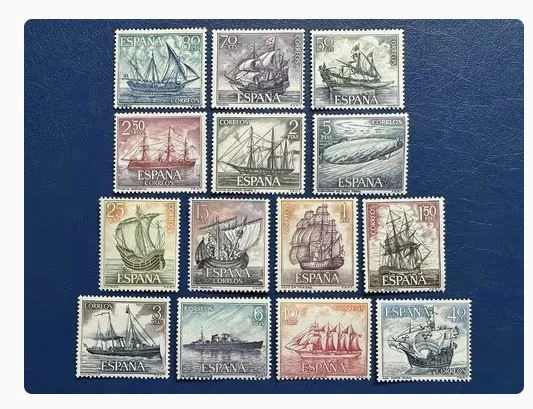 Spanien Post Briefmarken Porto Jahr 1966 Spanisch Armada Graviertes Set Echtes neues 14 Sammlerstück Briefmarkenmaterial für Scrapbooking – Detail 1
