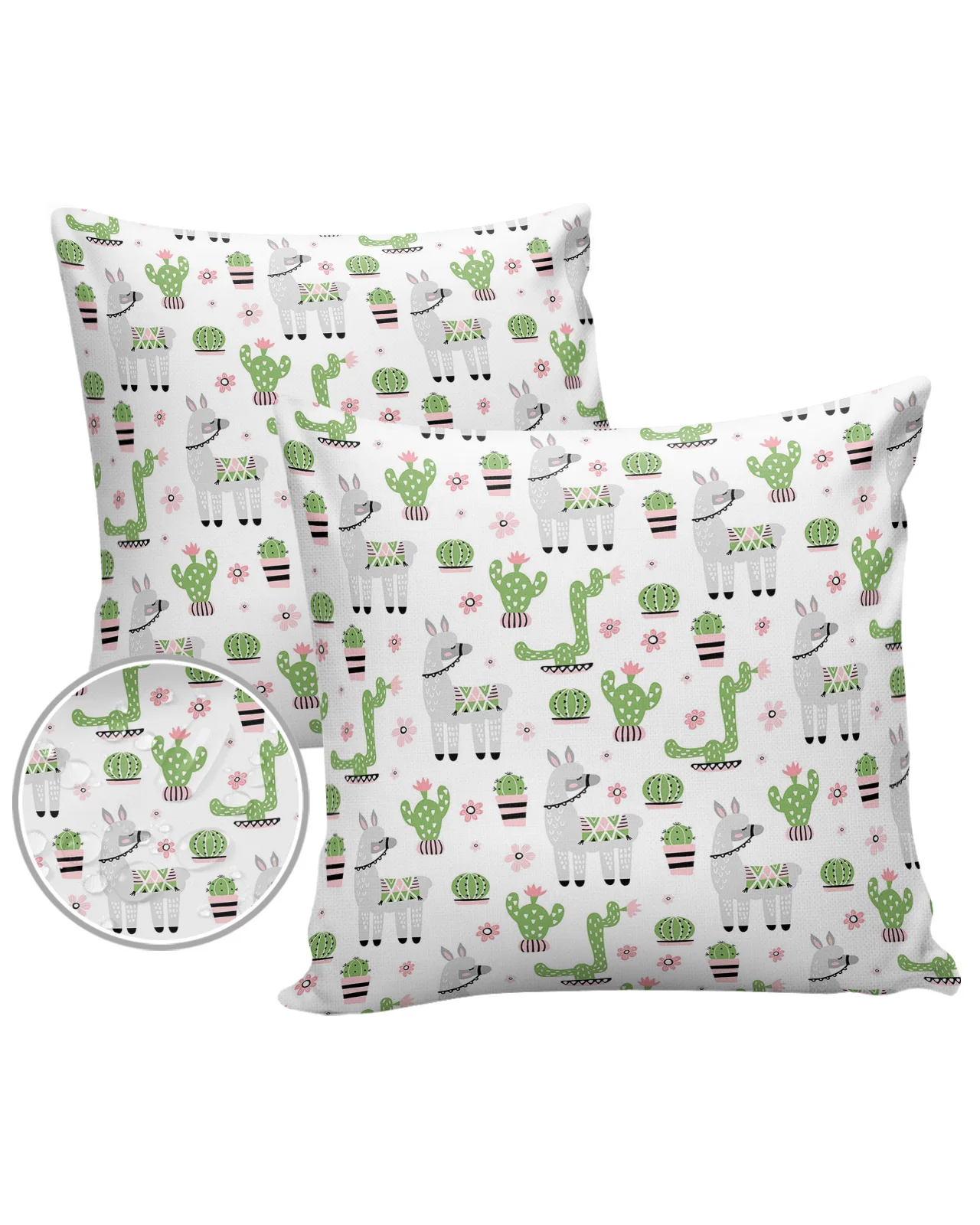 2/4PCS Outdoor Garden Chair Waterproof Cushion Cover Animal Alpaca Cactus Green Home Decor 40/45/50/60/66cm Pillow Case