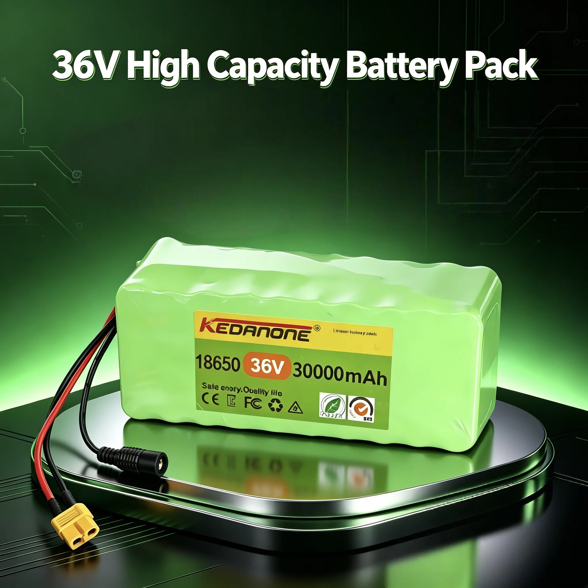 36V 30Ah 18650 Lithium Battery Pack, 42V Full Charge, For Ebike, Camping Power Supply, 36V DC Motor DIY Battery XT60 Connector