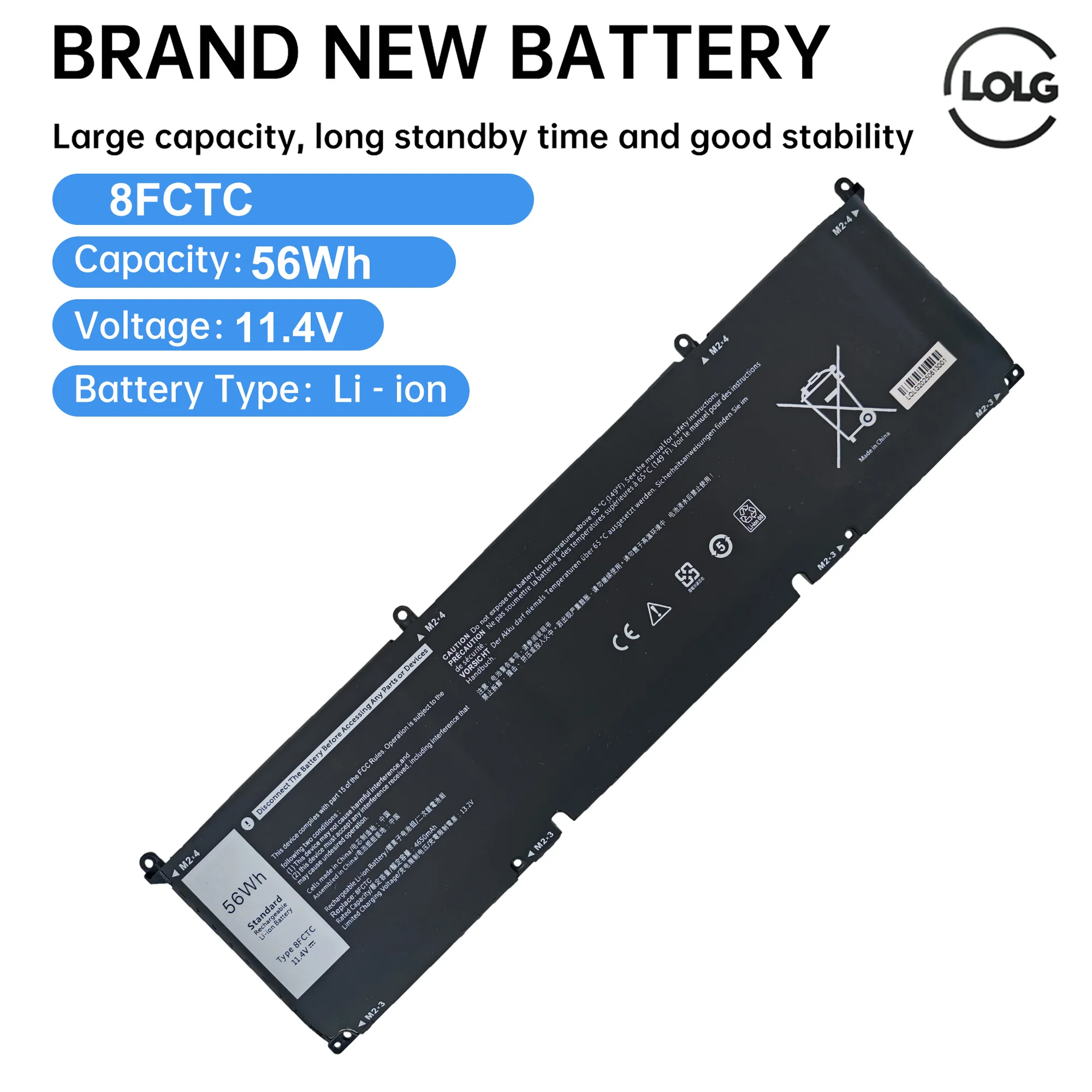 

8FCTC 11.4V 56WH Battery For DELL G15 5510 5511 5520 5515 5521 Series For DELL XPS 15 9500 G7 15 7500 Series 56Wh