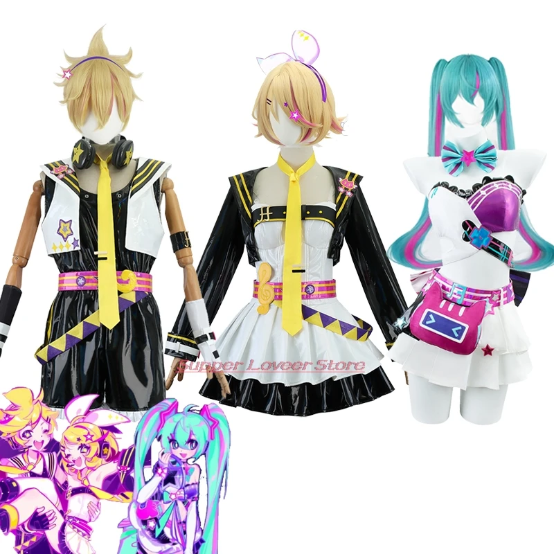 

Project Sekai Ren Len Mikku Cosplay Virtual Singer Co-Muse Costume Wig Halloween Party Cosplay Corlorful Stage Uniform Suit