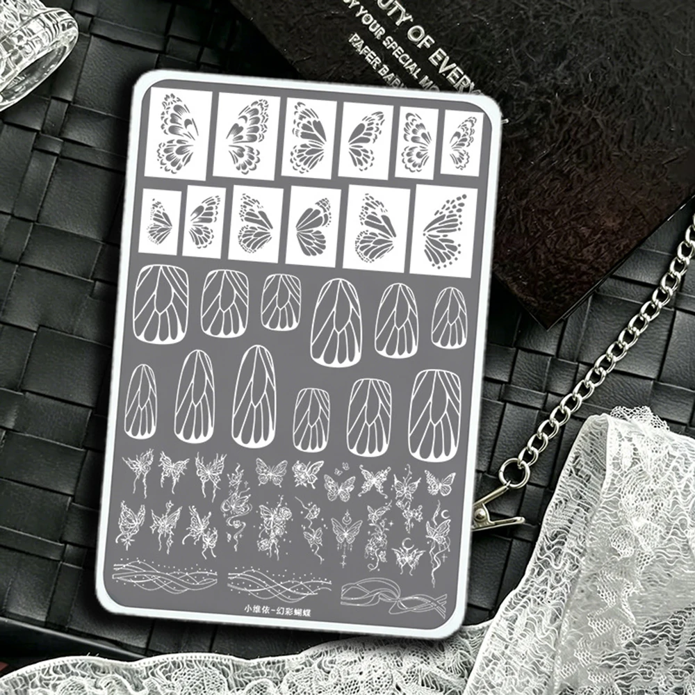10x15cm 3D Edelstahl Schmetterlingsflügel Französische Nageldruck-Schablonen Niedliche Schmetterlings-Nagelstempelplatte Druck-Maniküre-Werkzeug – Detail 4