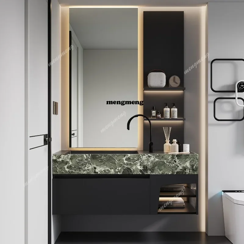 

M138 Italian minimalist bathroom cabinet combination rock slab basin bathroom face wash hand wash sink combination