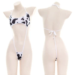 Milk Cow Print Bodysuit Animal Cosplay Costume Anime Sexy Mini Lingerie Nightwea