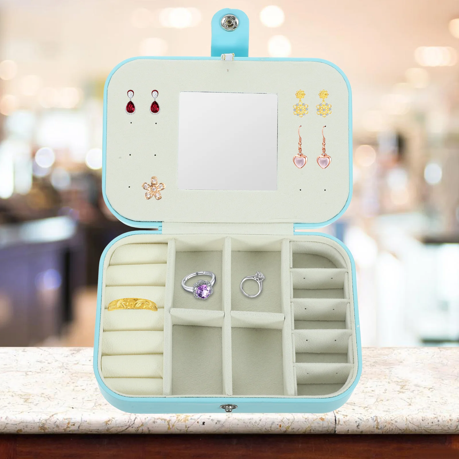 

Travel Jewelry Box Storage Case Girl Flannel Organizer for Holder Necklace Holders