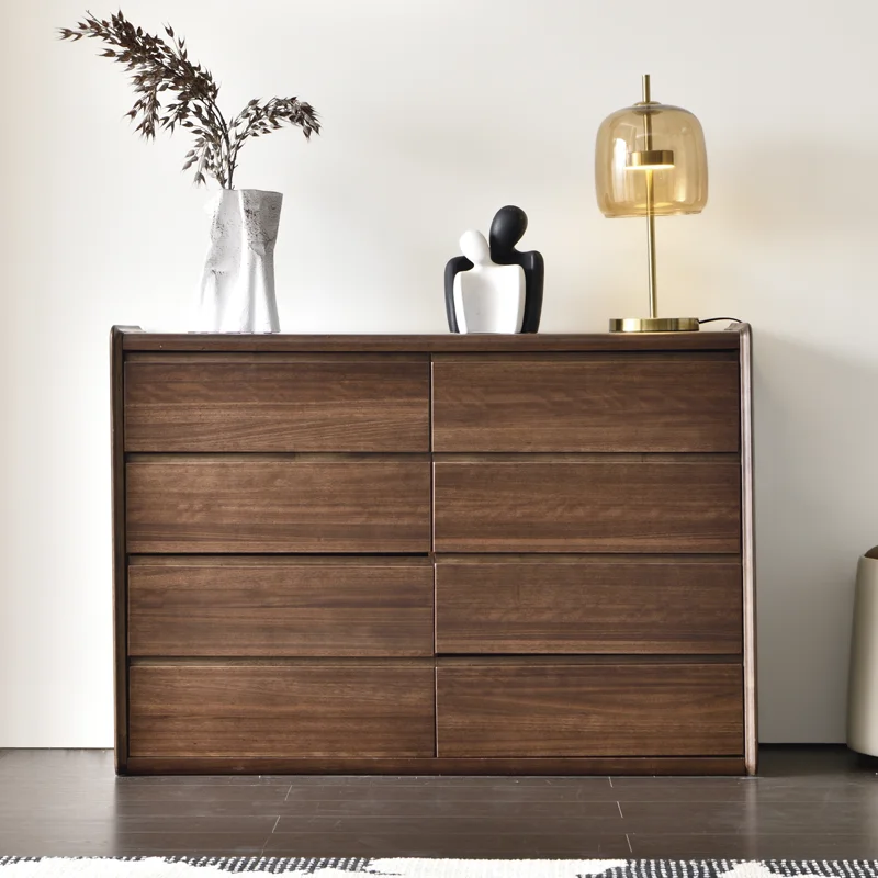 

Современный шкаф из орехового дерева с ящиками, минималистичная мебель для хранения в спальне, прочный органайзер из массива дерева с полками