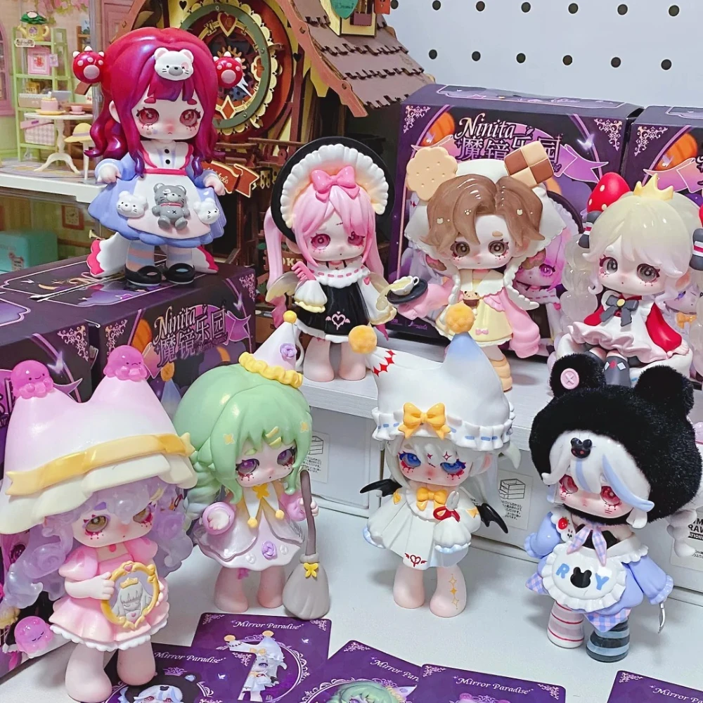 Ninita Mirror Paradise 시리즈 블라인드 박스 귀여운 Ninita 애니메이션 인형 서프라이즈 백 미스터리 박스 애니메이션 피규어 데스크탑 장식 소녀 장난감 New